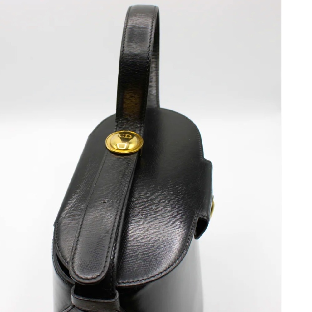 Christian Dior Gold Logo Accent Black Leather Handle Bag Dior Dusty - Picture 7 of 15
